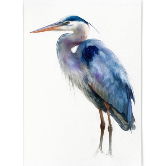 Watercolor Heron Portrait Wall Art Print Poster, Unframed - Picture 2 of 6